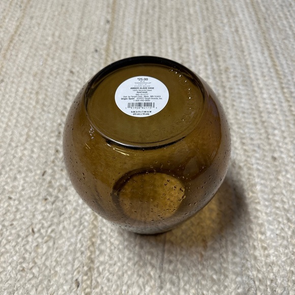 NEW Threshold Studio McGee 9” Amber Round Recycled Glass Vase - Picture 3 of 5